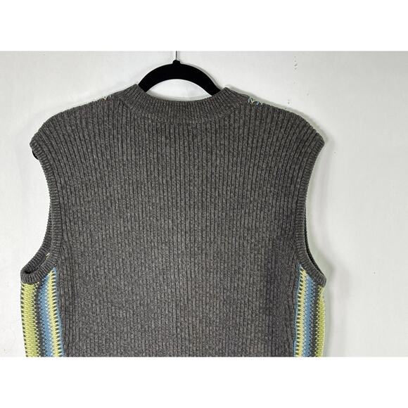 Woolrich Womans Size XL Cotton Blend Knit Zip Front Sweater Vest Gray Blue Green - Picture 6 of 10
